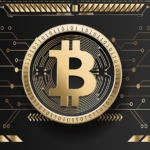 Bitcoin sembolü taşıyan altın renkli temsili madeni para