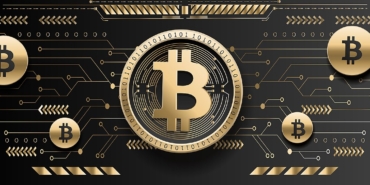 Bitcoin sembolü taşıyan altın renkli temsili madeni para