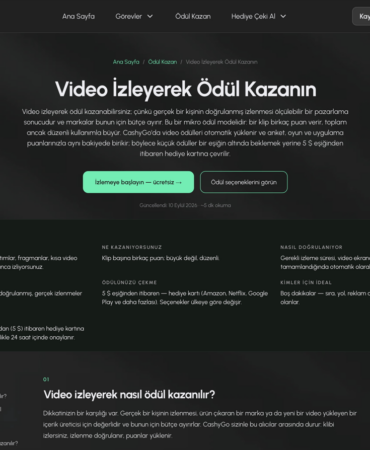 CashyGo video görevleri sayfası ekran görüntüsü