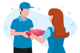 Kurye tarafından teslim edilen kargo paketi